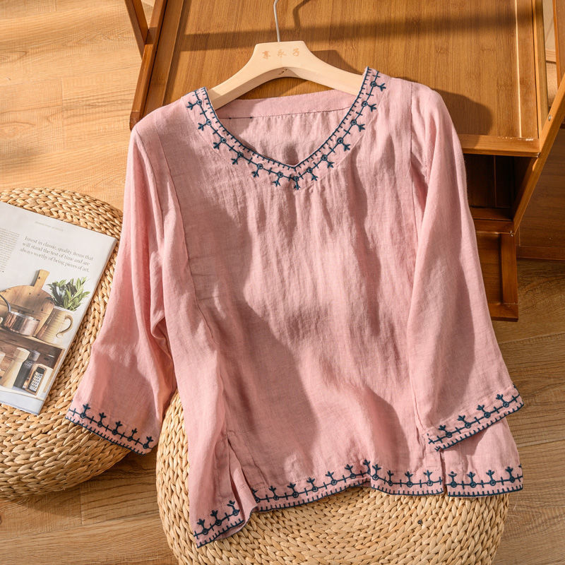 Annette | Embroidered V-Neck Blouse